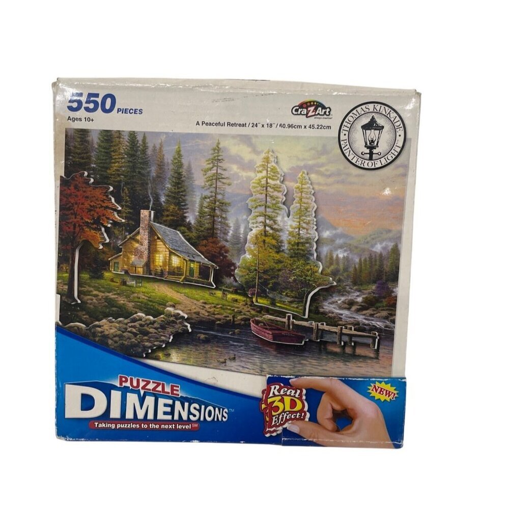 Thomas Kinkade 550 Piece 3D Effect Puzzle "A Peaceful‎ Retreat" 24" x 18"